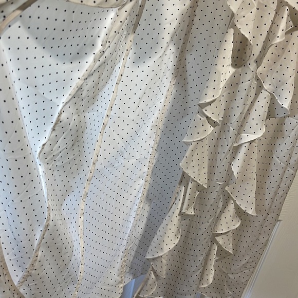 BNWT VICTORIA’S SECRET SILKY SATIN IVORY RUFFLED BLACK POLKA DOT ROBE - Picture 9 of 9